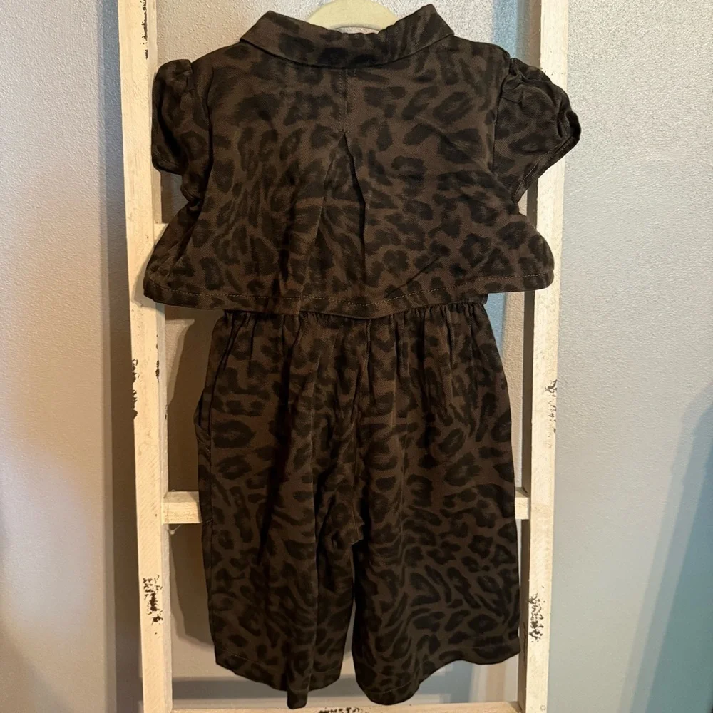 NWT Habitual Kids Brown Leopard Print Romper Toddler Girl Size 12 Mo